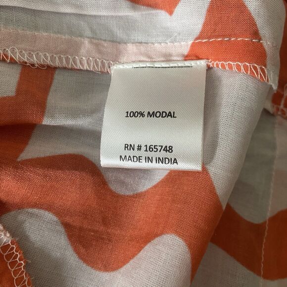 BE BOHO Mini Dress Short Sleeve Pockets Modal Sheer Geometric Womens S Orange - Picture 10 of 10